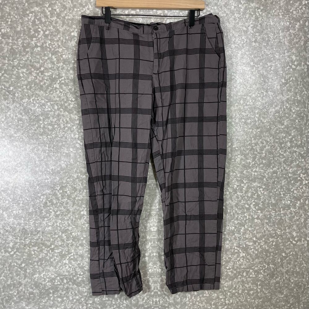 Shein Women's Gray Plaid Straight Leg Lightweight Pants - Size Large - Emo Rock
